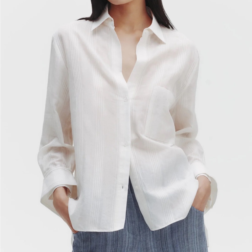 TWP Next Morning Shirt in Raised Cotton Stripe - NWT